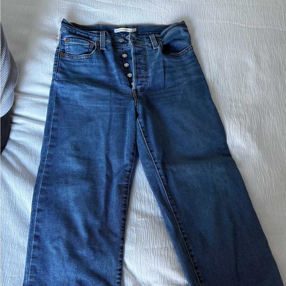 Levi Ribcage Straight Ankle Blue Jeans